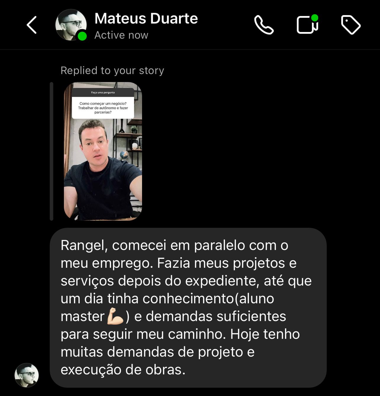 Depoimento de aluno Master sobre projetos e execução de obras